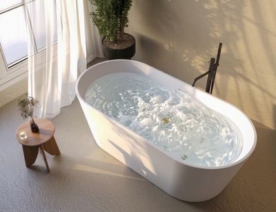 Bañera de hidromasaje exenta VENEZIA blanca 170×80 cm vista frontal