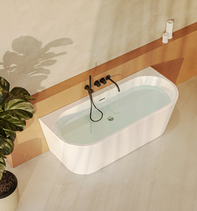 Bañera semi-exenta PALOMA blanca ovalada 170x80 cm vista frontal completa
