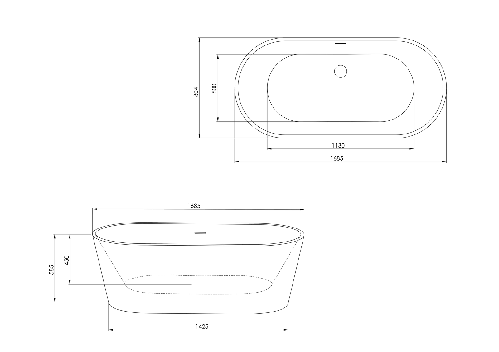 Freestanding bathtub HUDSON white