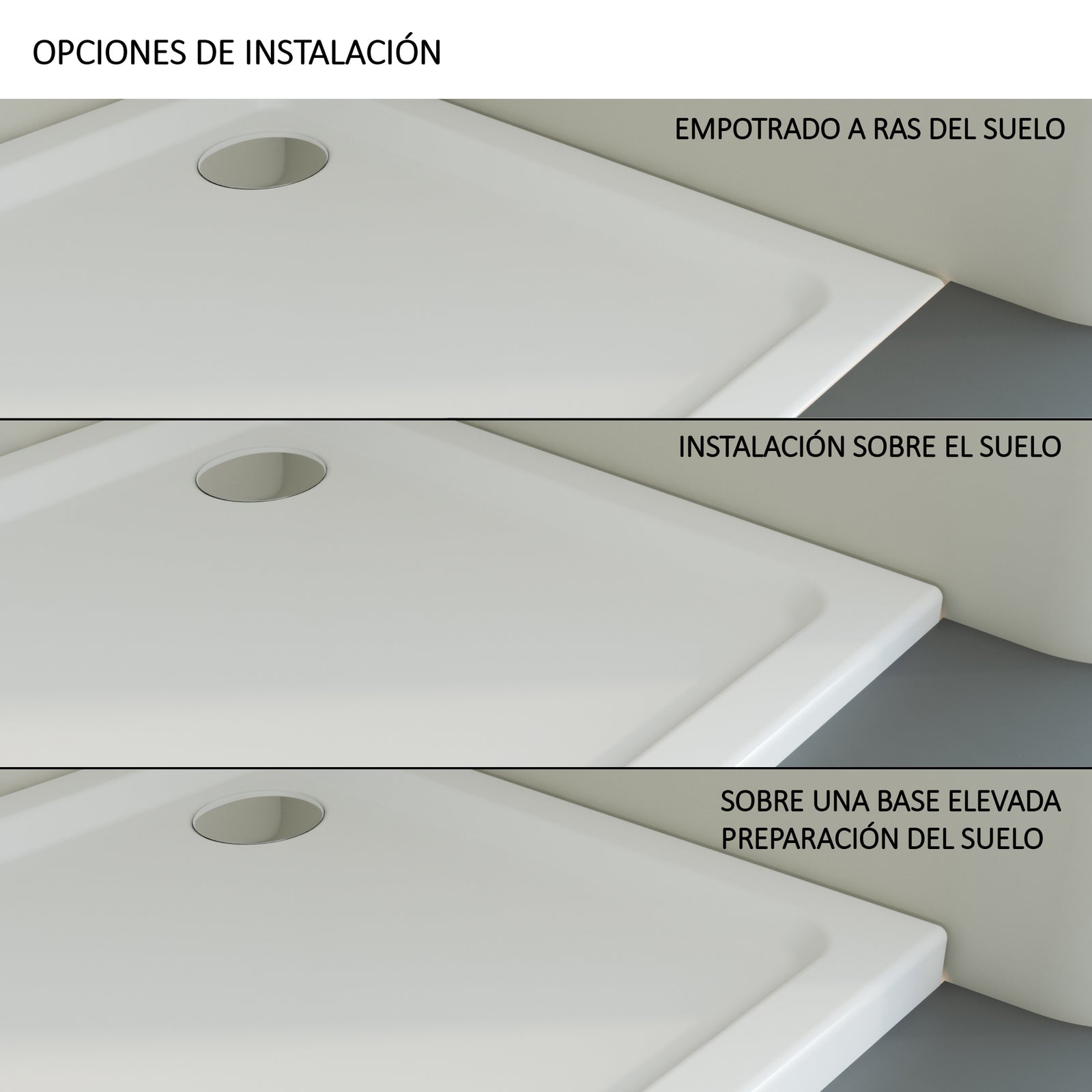 Plato de ducha ALBA blanco superficie antideslizante en primer plano