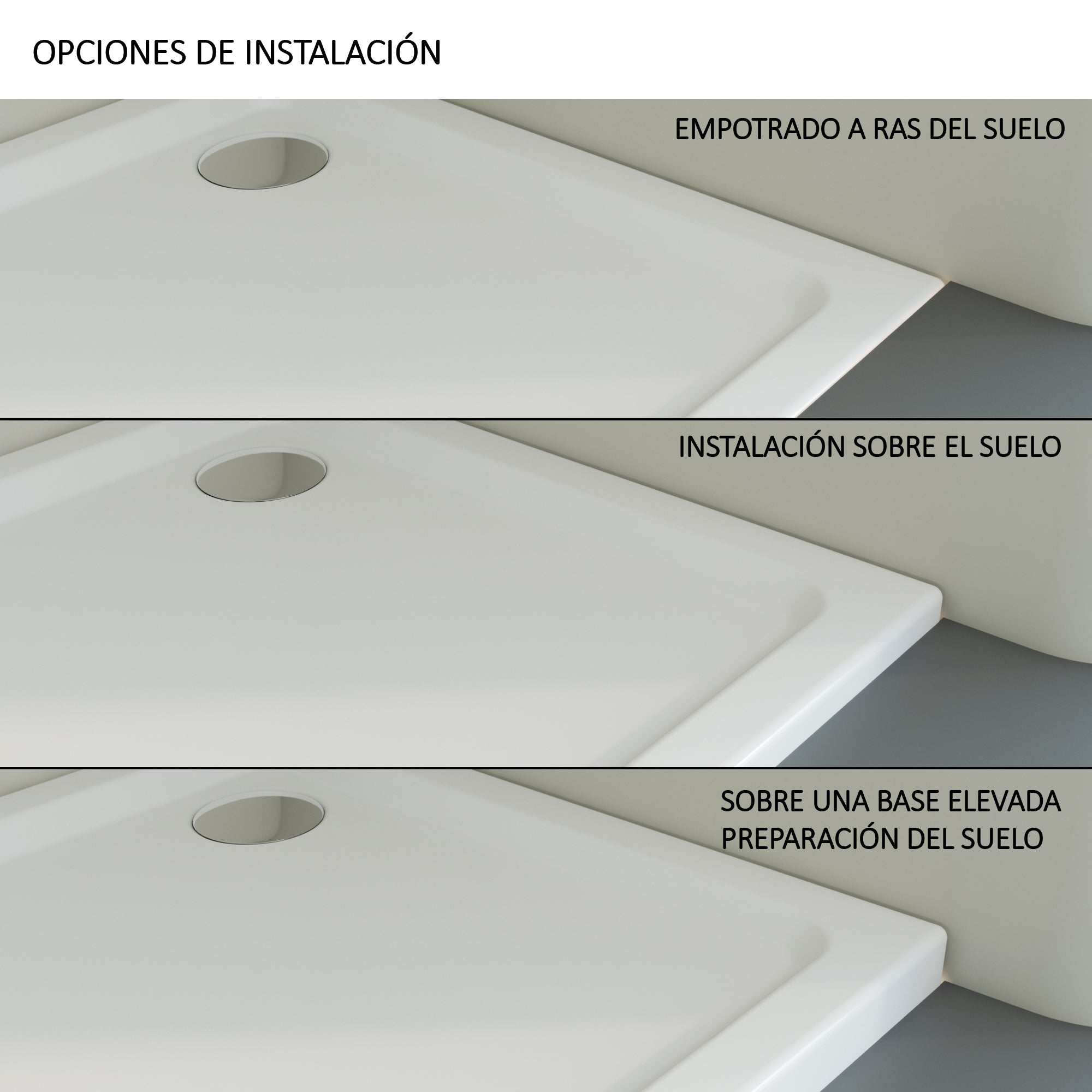 Plato de ducha ALBA blanco superficie antideslizante en primer plano