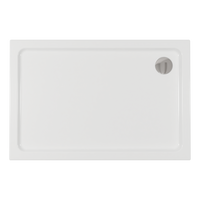 Plato de ducha ALBA blanco ambientado en baño de estilo mediterráneo